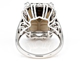 Brown Smoky Quartz Rhodium Over Sterling Silver Ring 9.90ct