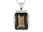 Brown Smoky Quartz Rhodium Over Sterling Silver Pendant With Chain 9.90ct