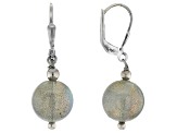 Gray Labradorite Rhodium Over Sterling Silver Dangle Earrings