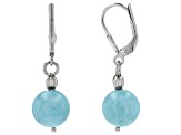 Blue Larimar Rhodium Over Sterling Silver Dangle Earrings