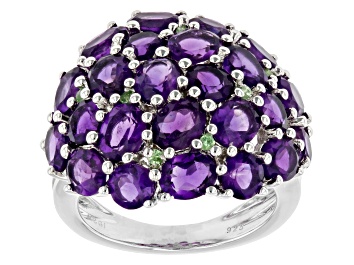 Picture of Purple African Amethyst Rhodium Over Sterling Silver Dome Ring 6.45ctw