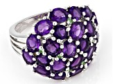 Purple African Amethyst Rhodium Over Sterling Silver Dome Ring 6.45ctw