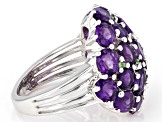 Purple African Amethyst Rhodium Over Sterling Silver Dome Ring 6.45ctw