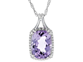 Lavender Amethyst Rhodium Over Sterling Silver Pendant with Chain 5.95ctw