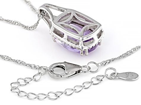 Lavender Amethyst Rhodium Over Sterling Silver Pendant with Chain 5.95ctw