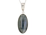 Gray Labradorite Rhodium Over Sterling Silver Pendant With Chain