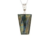 Gray Labradorite Rhodium Over Sterling Silver Pendant With Chain