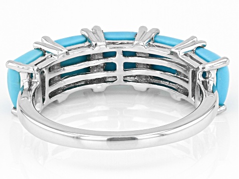 Blue Sleeping Beauty Turquoise Rhodium Over Sterling Silver Ring