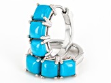 Blue Sleeping Beauty Turquoise Rhodium Over Sterling Silver Hoop Earrings