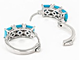 Blue Sleeping Beauty Turquoise Rhodium Over Sterling Silver Hoop Earrings