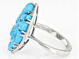 Sleeping Beauty Turquoise With White Zircon Rhodium Over Sterling Silver Cluster Ring .03ctw