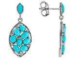 Blue Sleeping Beauty Turquoise with White Zircon Rhodium Over Sterling Silver Earrings