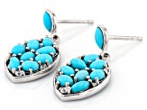 Blue Sleeping Beauty Turquoise with White Zircon Rhodium Over Sterling Silver Earrings