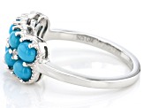 Blue Sleeping Beauty Turquoise With White Zircon Rhodium Over Sterling Silver Ring .03ctw