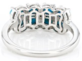Blue Sleeping Beauty Turquoise With White Zircon Rhodium Over Sterling Silver Ring .03ctw