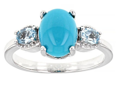 Blue Sleeping Beauty Turquoise Rhodium Over Sterling Silver Ring