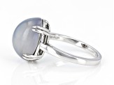 Blue Aurora Moonstone Rhodium Over Sterling Silver Solitaire Ring