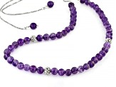 Purple Amethyst Rhodium Over Sterling Silver Bolo Necklace