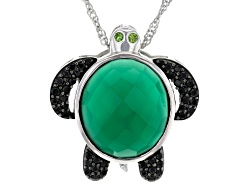 Green Onyx Rhodium Over Sterling Silver Frog Ring .42ctw