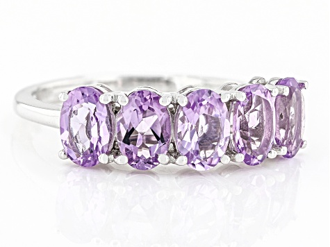 Lavender Amethyst Rhodium Over Sterling Silver 5-Stone Ring 1.89ctw