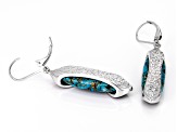 Blue Turquoise with Black Spinel Rhodium Over Sterling Silver Earrings 0.60ctw