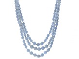 Blue Angelite Rhodium Over Sterling Silver Multi-Strand Beaded Necklace