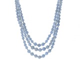 Blue Angelite Rhodium Over Sterling Silver Multi-Strand Beaded Necklace