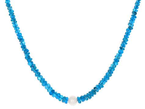 Neon Apatite Rhodium Over Sterling Silver Necklace