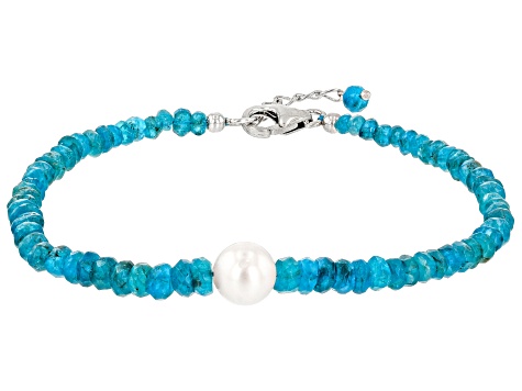 Blue Neon Apatite Rhodium Over Sterling Silver Bracelet