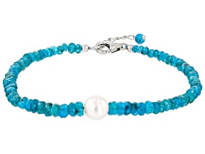 Blue Neon Apatite Rhodium Over Sterling Silver Bracelet