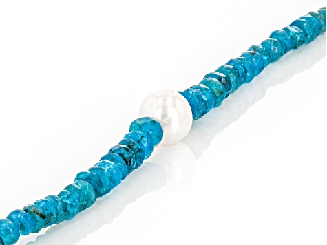 Blue Neon Apatite Rhodium Over Sterling Silver Bracelet