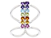 Multi-Color Multi-Gemstone Rhodium Over Sterling Silver Ring 1.47ctw