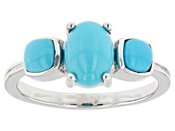 Picture of Blue Sleeping Beauty Turquoise Rhodium Over Sterling Silver Ring