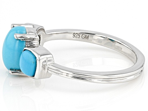 Blue Sleeping Beauty Turquoise Rhodium Over Sterling Silver Ring