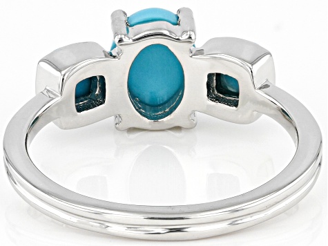 Blue Sleeping Beauty Turquoise Rhodium Over Sterling Silver Ring