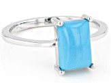 Blue Sleeping Beauty Turquoise Rhodium Over Sterling Silver Ring