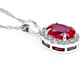 Red Lab Created Ruby Rhodium Over Sterling Silver Pendant With Chain 4.20ctw