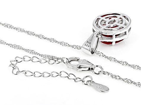 Red Lab Created Ruby Rhodium Over Sterling Silver Pendant With Chain 4.20ctw