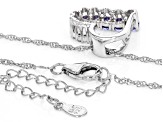 Blue Tanzanite With White Zircon Rhodium Over Sterling Silver Heart Pendant With Chain .63ctw