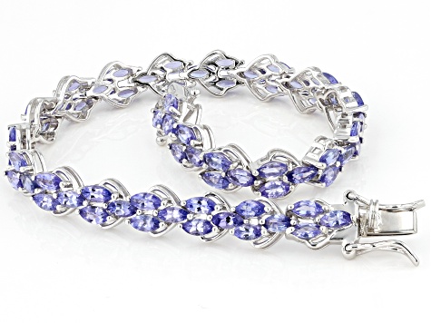 Blue Tanzanite Rhodium Over Sterling Silver Bracelet  8.31ctw