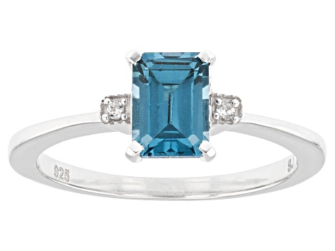 Teal Lab Created Spinel With White Zircon Rhodium Over Sterling Silver Ring 1.13ctw