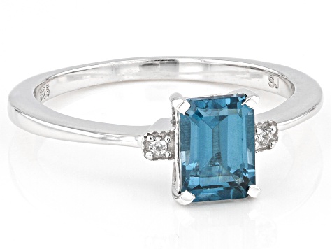 Teal Lab Created Spinel With White Zircon Rhodium Over Sterling Silver Ring 1.13ctw