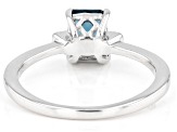 Teal Lab Created Spinel With White Zircon Rhodium Over Sterling Silver Ring 1.13ctw