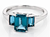 Teal Lab Created Spinel Rhodium Over Sterling Silver ring 2.44ctw