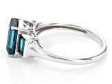 Teal Lab Created Spinel Rhodium Over Sterling Silver ring 2.44ctw