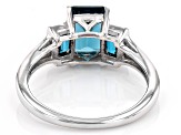 Teal Lab Created Spinel Rhodium Over Sterling Silver ring 2.44ctw