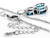 Teal Lab Created Spinel Rhodium Over Sterling Silver Pendant With Chain 3.21ctw