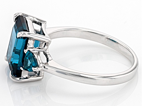 Teal Lab Created Spinel Rhodium Over Sterling Silver Ring