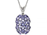 Blue Tanzanite Rhodium Over Sterling Silver Pendant With Chain 3.71ctw