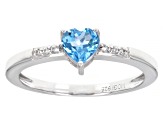 Swiss Blue Topaz Rhodium Over Sterling Silver Ring 0.49ctw